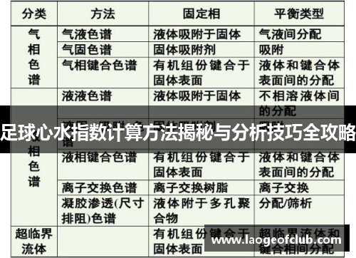 足球心水指数计算方法揭秘与分析技巧全攻略
